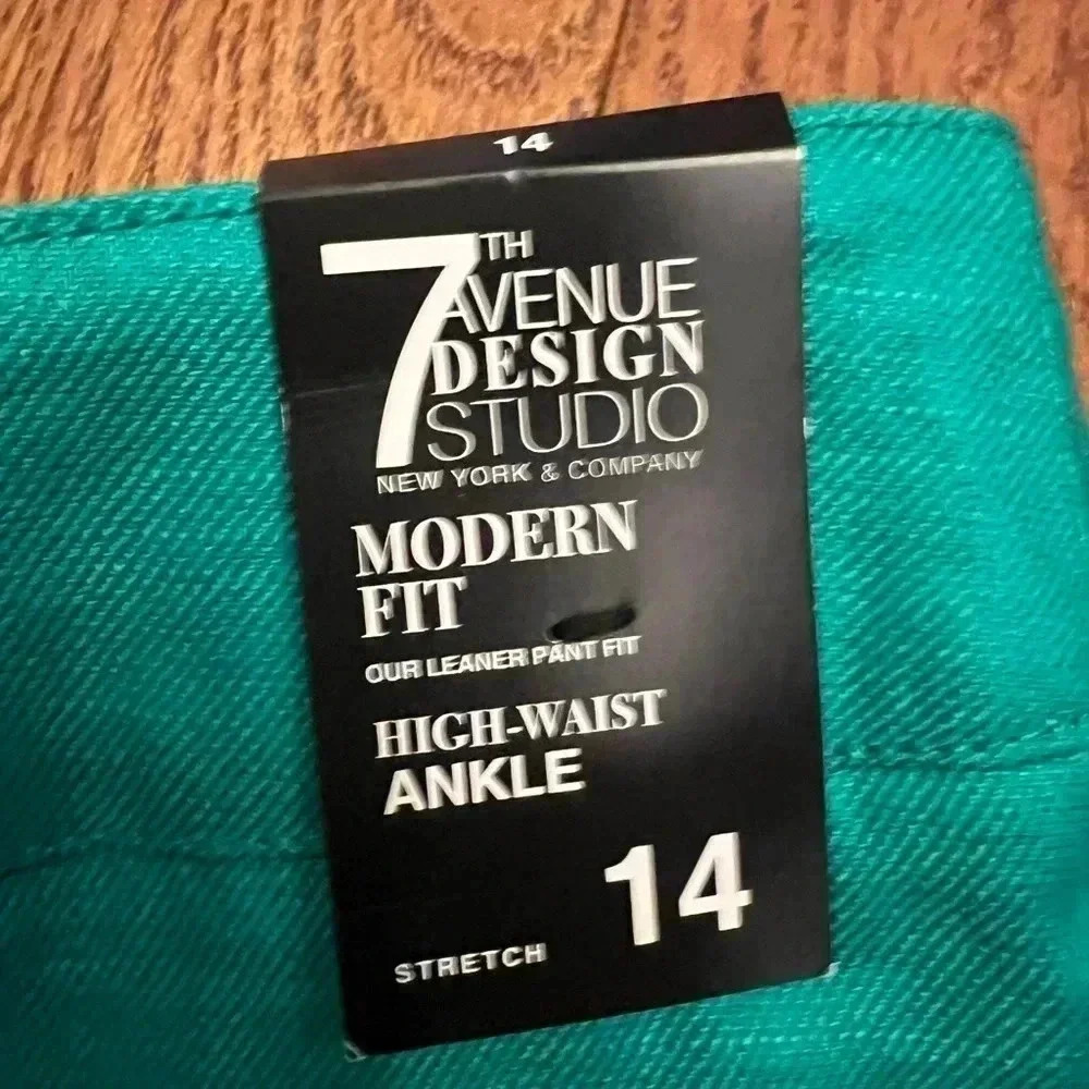 New York Company Linen Blend Modern Fit STRETCH High-Waist ANKLE Sz 14 - Picture 4 of 10